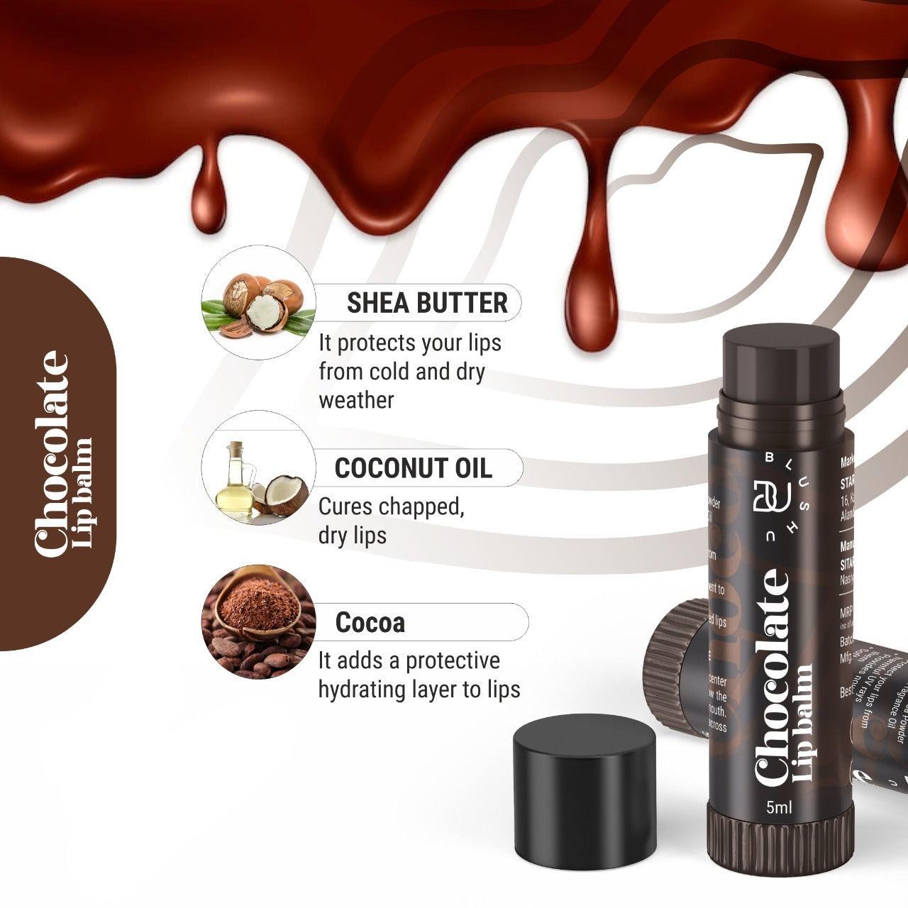 BlushU Chocolate Flavoured Lip Balm | For Dry Lips | Removes Black Marks - Blushu Cosmetics