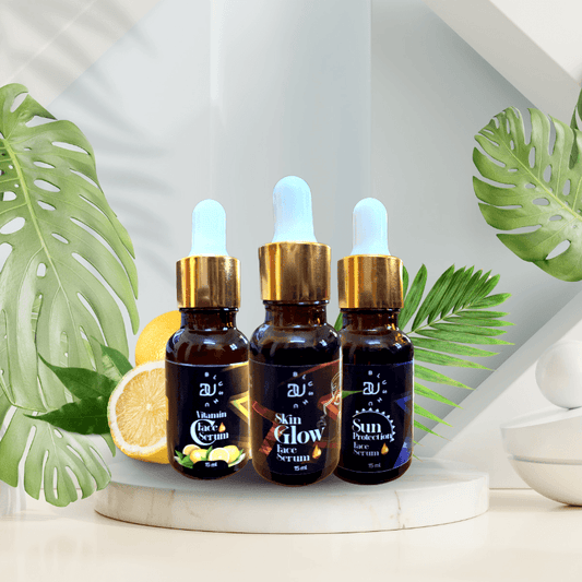 The Ultimate Serum Combo: Vitamin C Face Serum + Skin Glow Face Serum+ Sun Protection Serum - Blushu Cosmetics